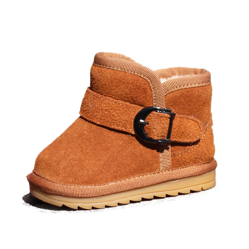 Зимние ботинки из натуральной кожи с мягкой подошвой зимняя детская обувь для