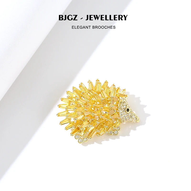 Роскошные циркониевые золотые броши в форме Ежика для женщин и мужчин булавка