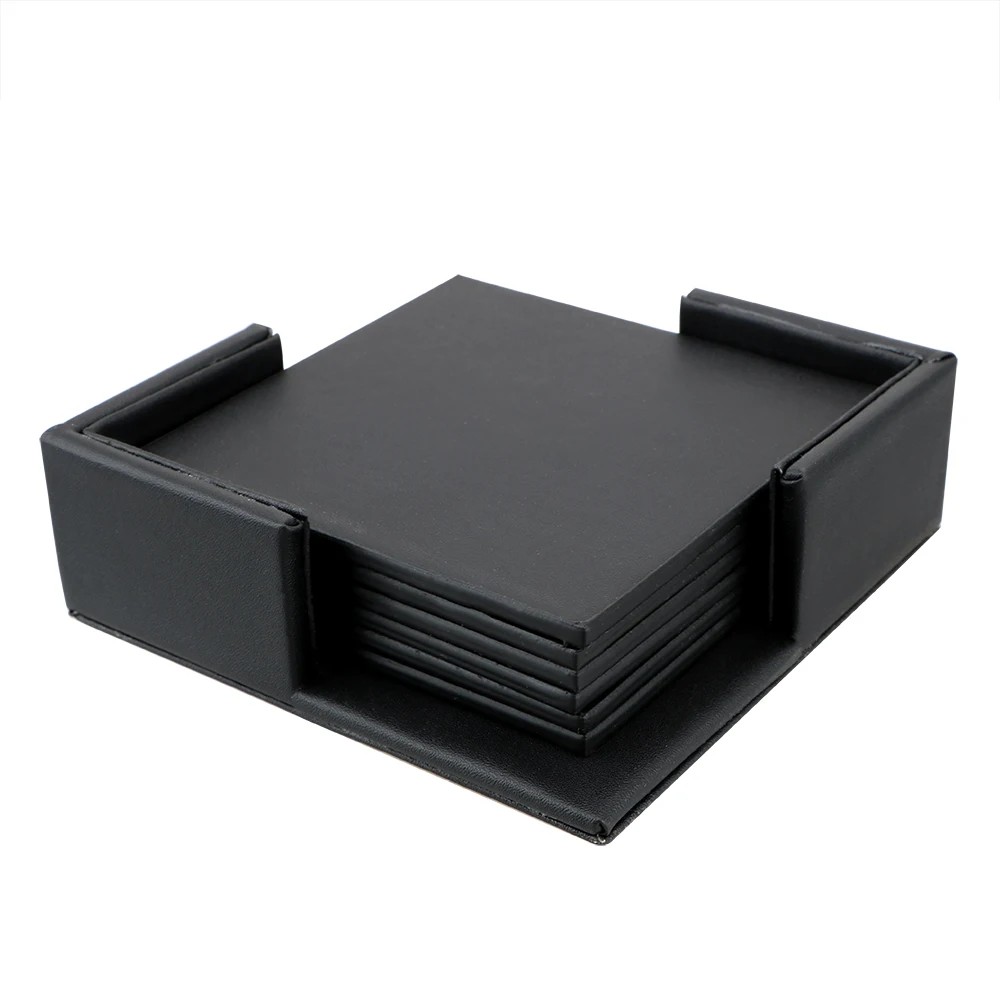 

Marble Coaster Drink Coffee Cup Mat Tea Pad Placemats Creative Anti-Slip Heat Insulated Table Placemats 6PCS PU Leather