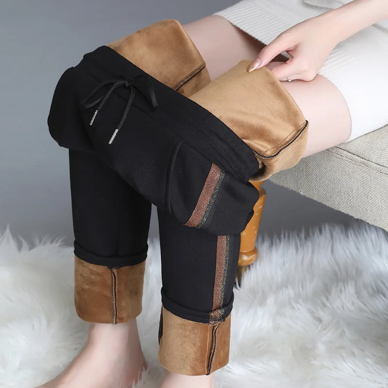 

Брюки женские зимние теплые эластичные, с высокой талией, обтягивающие, с начесом, 2020, размера плюс