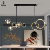 kobuc new nordic led pendant lamp black gold for dining room table kitchen bar modern chandelier glass ball hanging pendant lamp