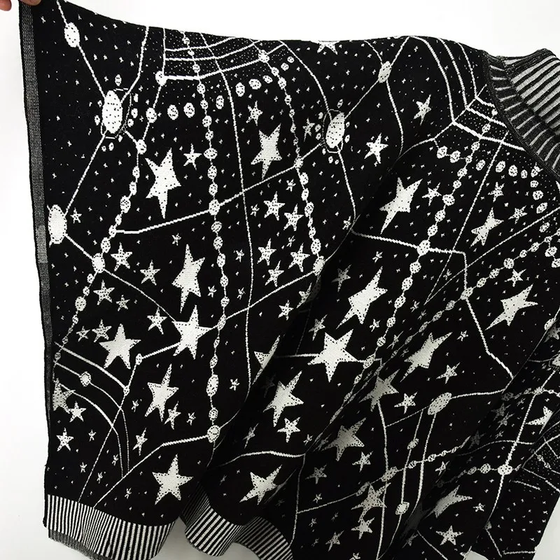 2018 зимняя плотная шаль накидка свитер Черный Белый контрастный цвет вселенная