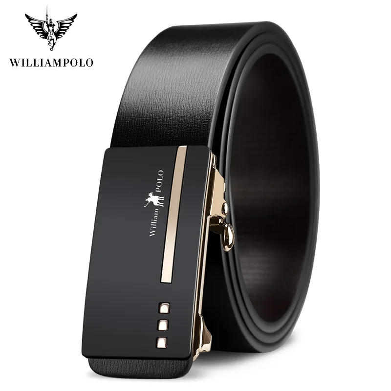 Мужской брендовый ремень из кожи с натуральным лицевым покрытием WilliamPolo