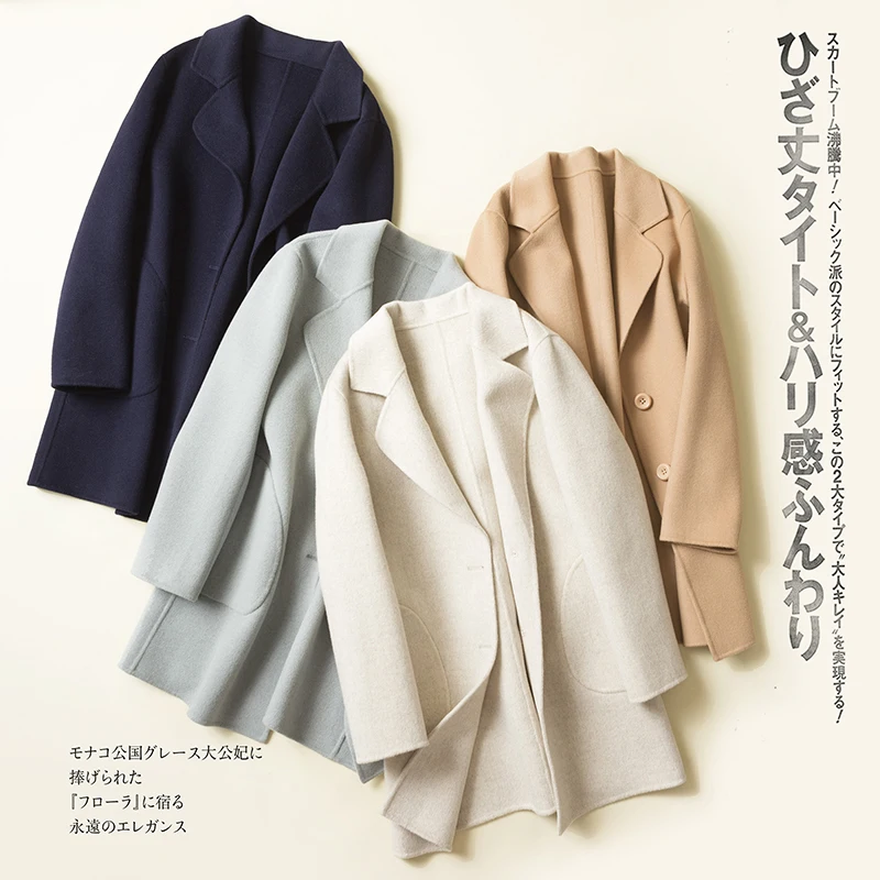 

Осень-зима 200%, Женское шерстяное пальто, женские двусторонние шерстяные пальто ручной работы, Корейская винтажная куртка 605s MY2242