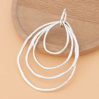 3pcslot silver color large hammered 4 rings circles statement charms pendants for necklace jewelry making accessories