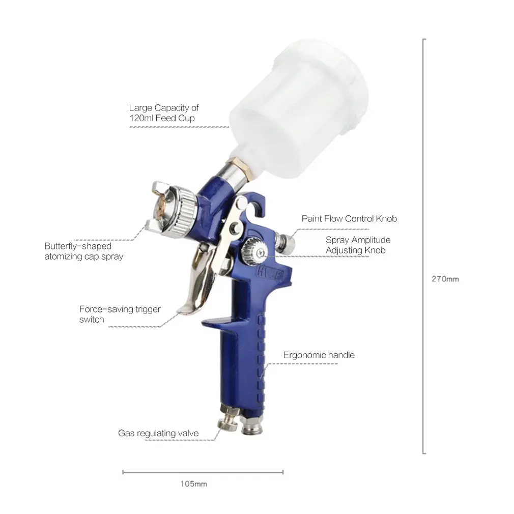 

Professional HVLP Air Spray Gun Paint Sprayer 120ml Gravity Feed Airbrush Kit Car Furniture Painting Spraying Tool