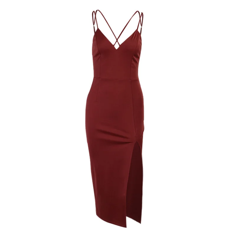 

COIGARSAM Office Lady Patchwork Women dress New Spring Summer Sexy Solid High Waist Hollow Out Dresses Red Black 2021