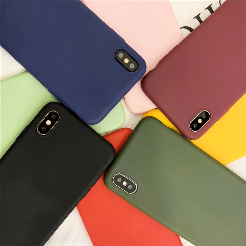 Одноцветные силиконовые чехлы для пар iphone XR X XS Max 6 6S 7 8 Plus чехол телефона милый