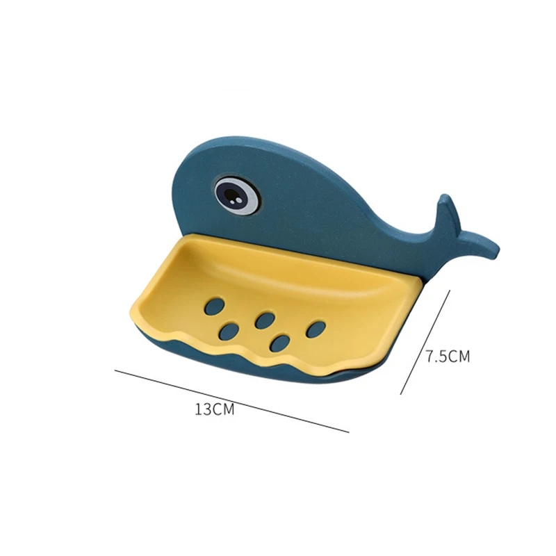 

Soap Holder Dish Whale Shaped Soap Box Storage Plate Tray With Hole Wall Mounted Shelf Adhesive Double Layer Toilet Bathroom Ac