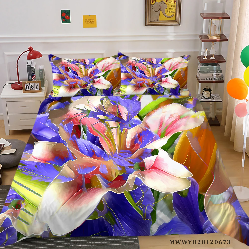 

Home Textile 3D Bedding Set King Size Duvet Cover Set Flowers Print Queen Full Double Single Size Bedroom Decor