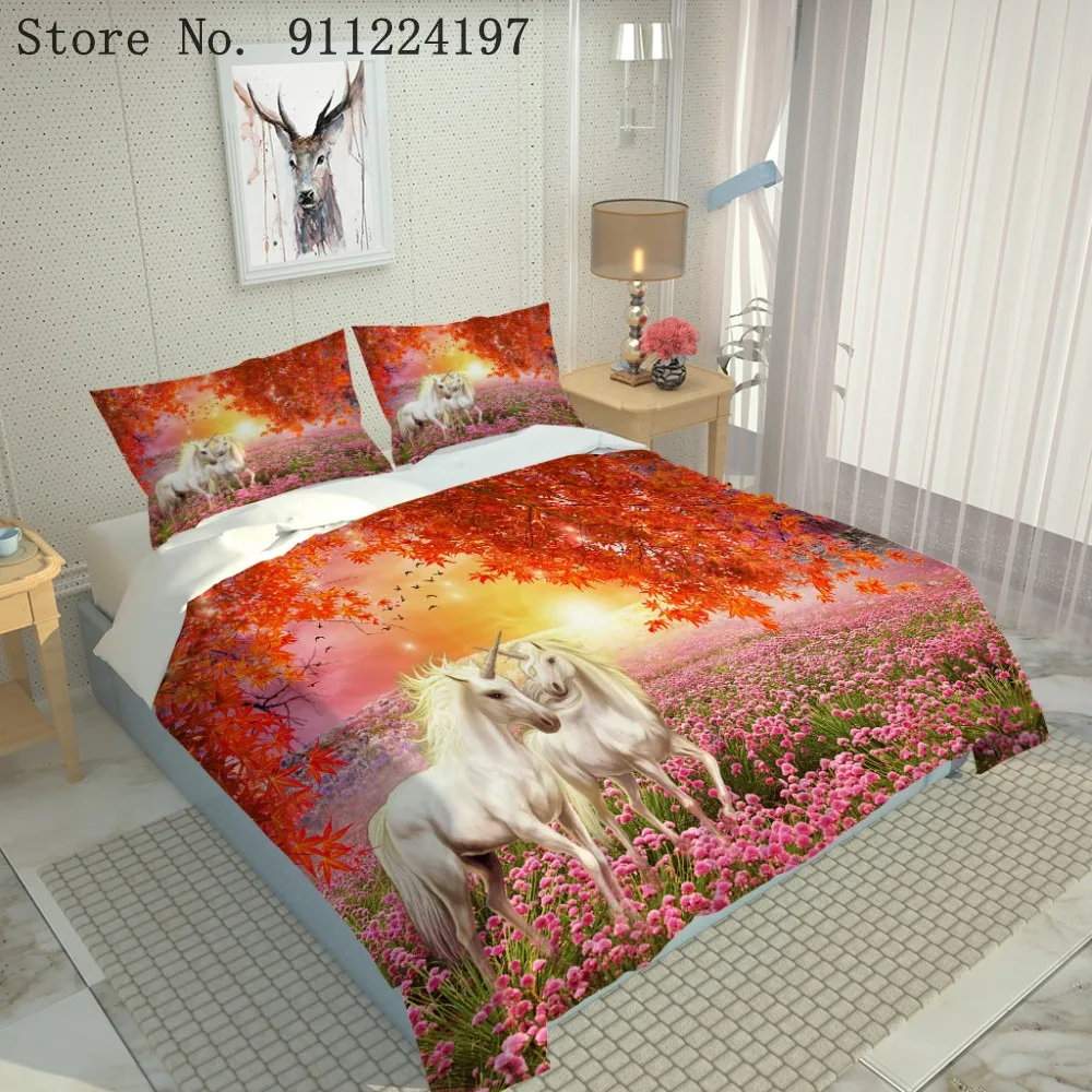 3D печати пододеяльник Белая лошадь Стёганое одеяло крышки Твин Полный Queen