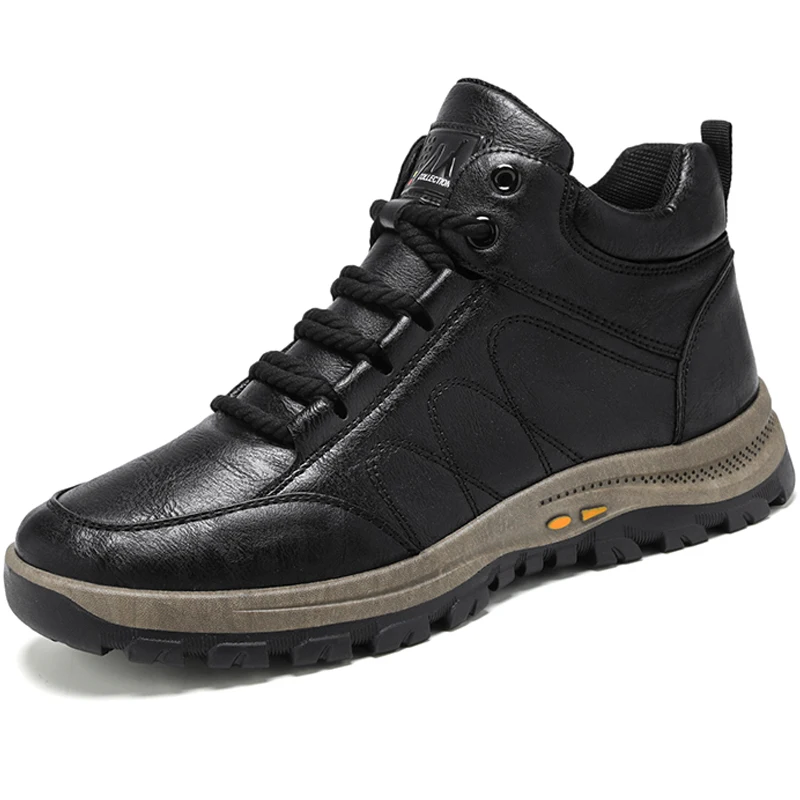 

Men Leather Hiking Shoes High Top Thick Sole Sneakers Autumn Ankle Boots Male Sport Shoe Mens Walking Footwear