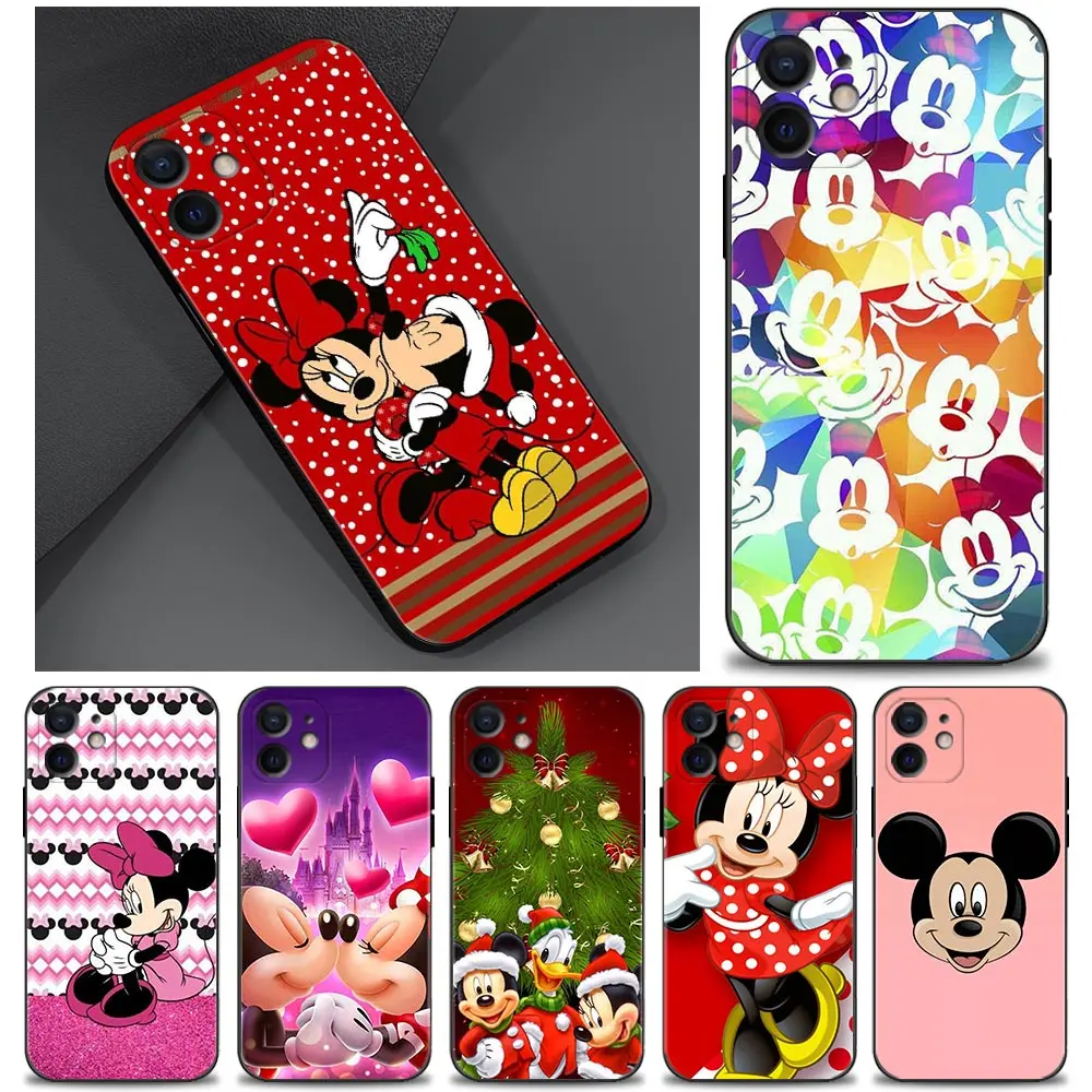 

Mickey Minnie Mouse Christmas Silicone Case Coque for Apple iPhone 11 12 13 Pro Max 5G 11 Pro 12 Mini Cover Bags Housing
