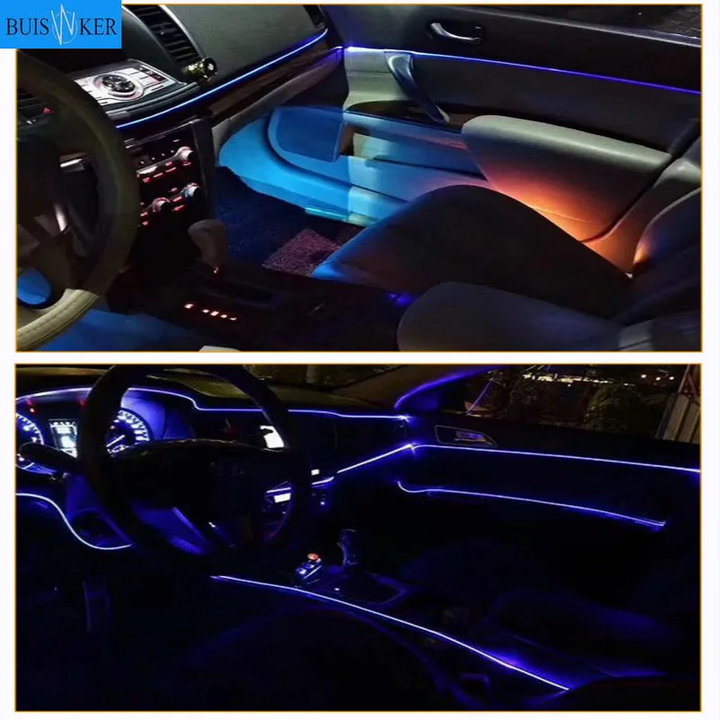 

Освещение салона автомобиля светодиодная лента украшение гирлянда провод веревка трубка Линия гибкий неоновый свет с приводом сигареты