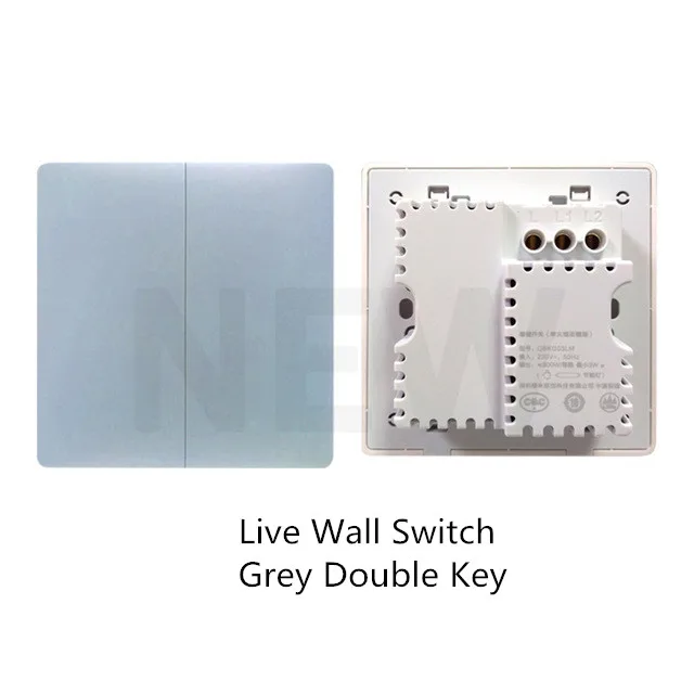 Live Grey Double В Xiao mi Aqara настенный выключатель Smart ZigBee Zero Line Fire Wire переключатель беспроводной ключ настенный переключатель работа с приложением mi Home - Цвет: Live Grey Double