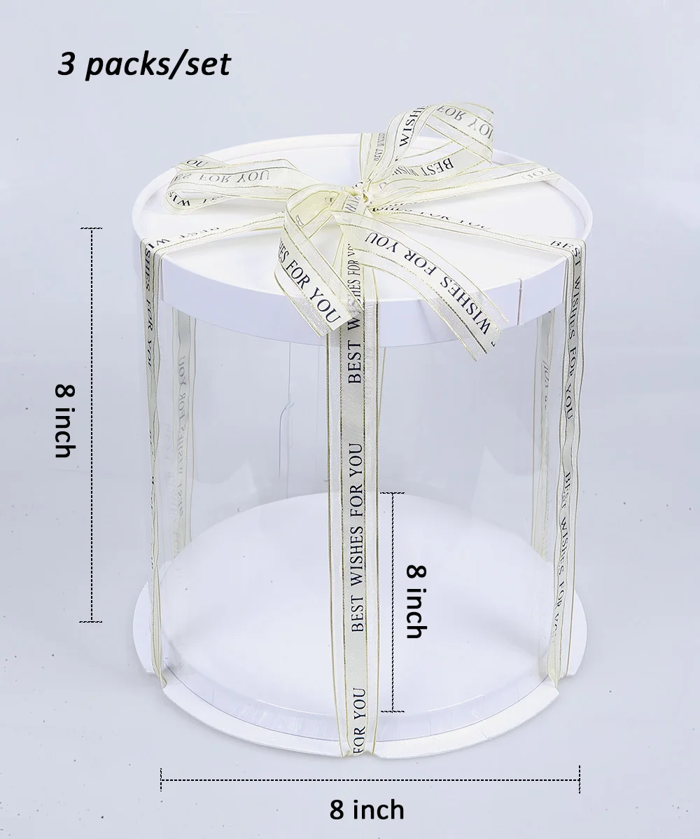 

6 inch Transparent Empty Paper/PVC Round Gift Box for Cake Box Teddy Bear Rose Bear Flower Rabbit Gift Box Packaging