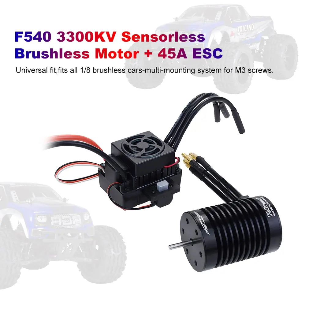 

RC F540 4370KV/3300KV Waterproof Sensorless Brushless Motor and 45A Brushless ESC Combo Set For 1/10 RC Racing Car Boat