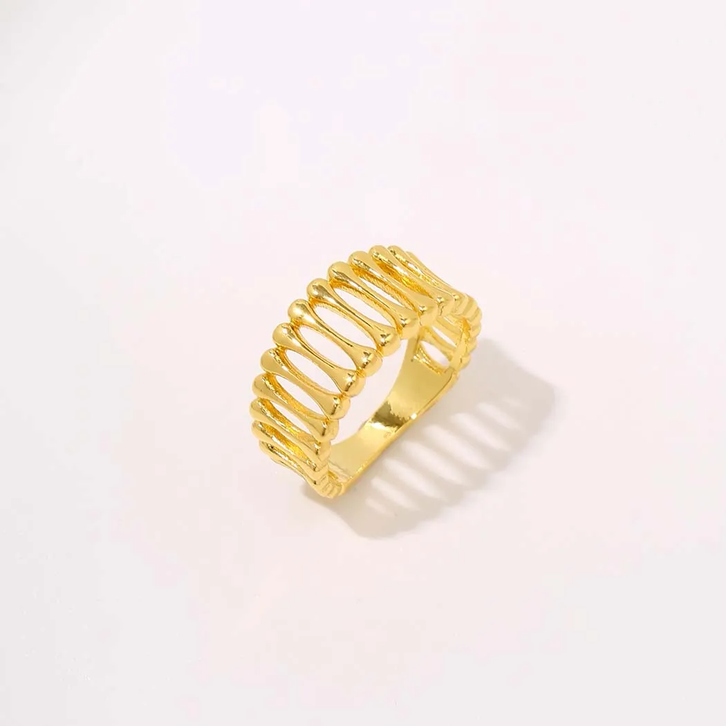 

Kinitial Gold Color Hollow Ling Rings For Women Finger Geometric shape Minimalist Chunky Ring Vintage Stacking Jewelry bijoux