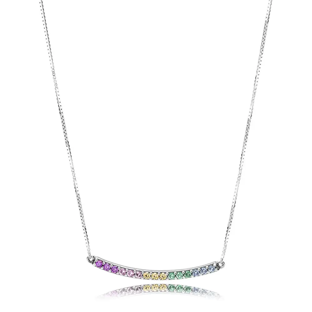 

Baofu New 925 Sterling Silver Necklace Smile Rainbow Colorful Love Suitable For Original Women's Necklace Gift Exquisite Jewelry