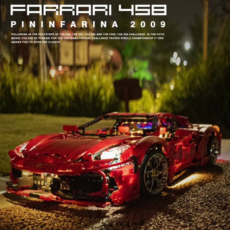 High-Tech RC Ferraried 458 With LED Dust Cover 3380PCS Building Blocks Creative Super Sport Car Bricks Toys For Kids Gifts | Игрушки и