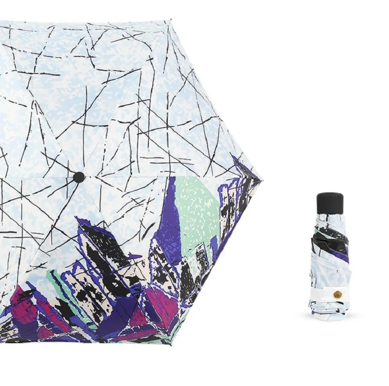 

Lattice Small Portable Folding Umbrella Rain Girl Anti-UV Waterproof Portable Travel Umbrella Women Gift Men Mini Pocket Parasol