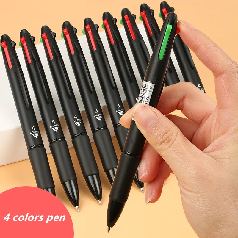 Шариковая ручка 4 цветов, цветная ручка 0,7 мм, красная, зеленая, синяя, черная, канцелярские принадлежности, школьная канцелярия, офисные прин...