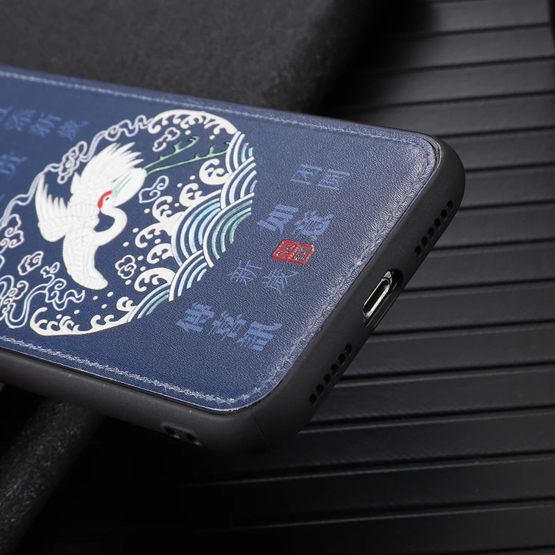 Chinese style case for iPhone x xr xs max 6 6s 7 8 plus phone cover Skin texture Dragon phoenix |