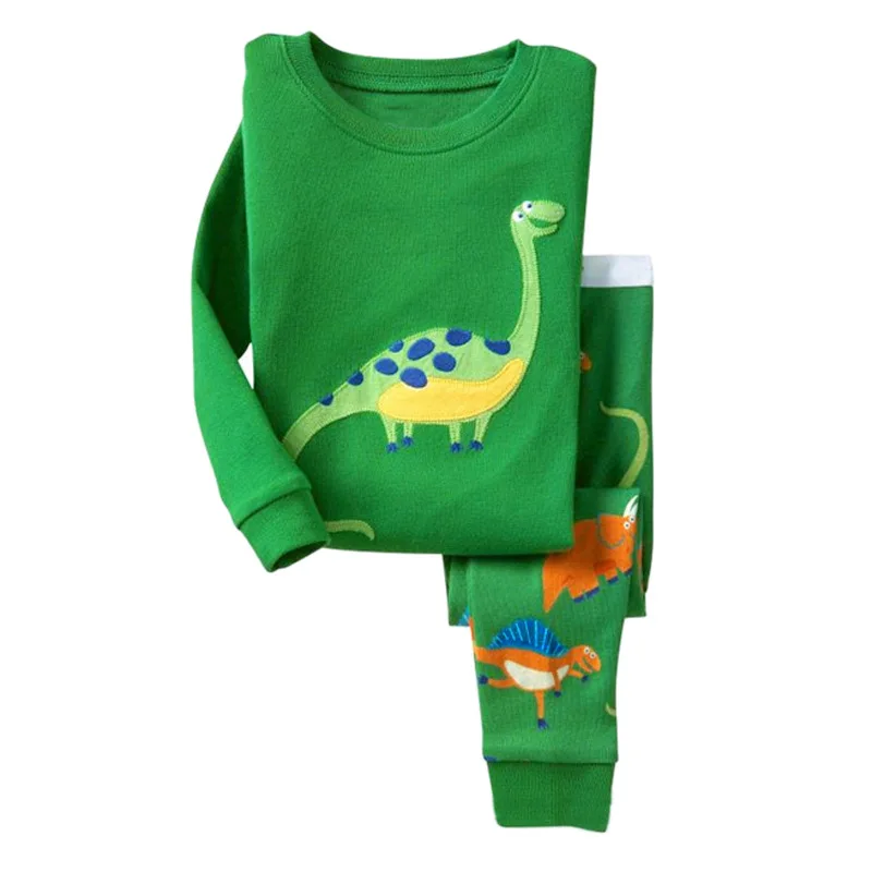 

New Kids Long Sleeve Pajamas Sets Spring Autumn Boys Dinosaurs Sleepwear Animal 2 3 4 5 6 7 Years Pjs Clothes