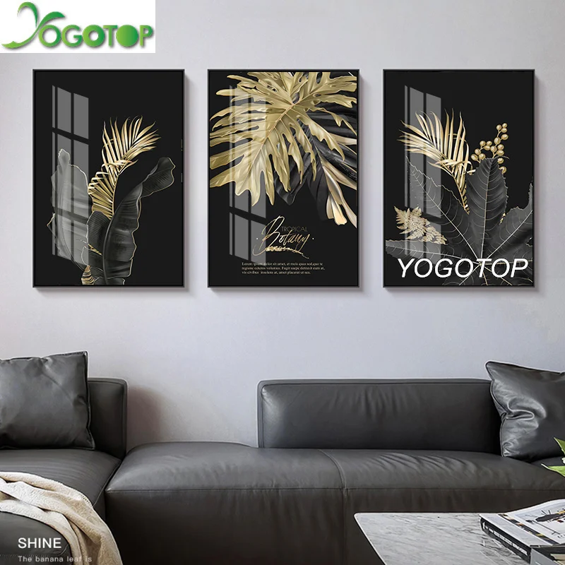 

Абстрактная картина из золотых листьев и растений, алмазная вышивка «сделай сам», мозаика-пазл с полным заполнением, домашний декор, 3 шт., ...