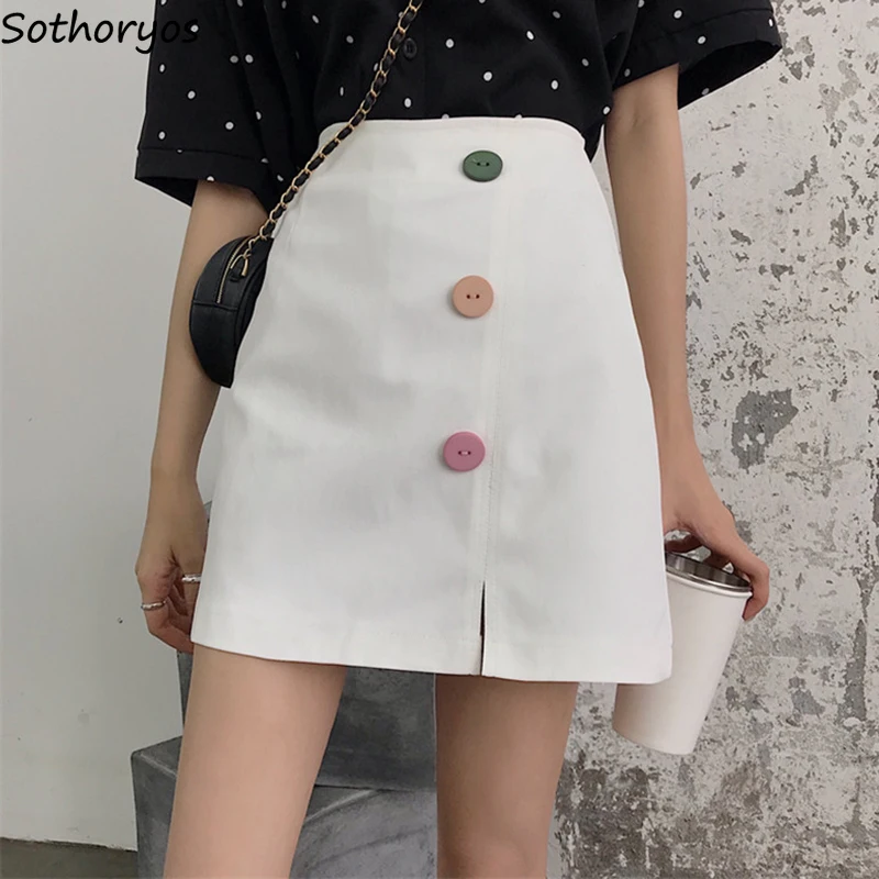 

Skirts Women Simple All Match Hot Sale Kawaii Womens Korean Skirt Mini Harajuku Students Ulzzang Casual Slim Fit High Waist Chic