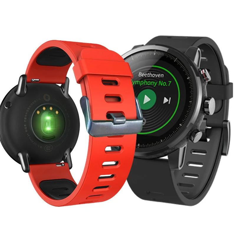 Ремешок спортивный для смарт часов Huami Amazfit Pace Stratos 3 2 2S силиконовый браслет GTR 47