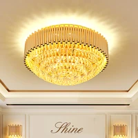 modern k9 crystal ceiling lights fixture led light american golden round ceiling lamp living room bedroom home indoor lighting