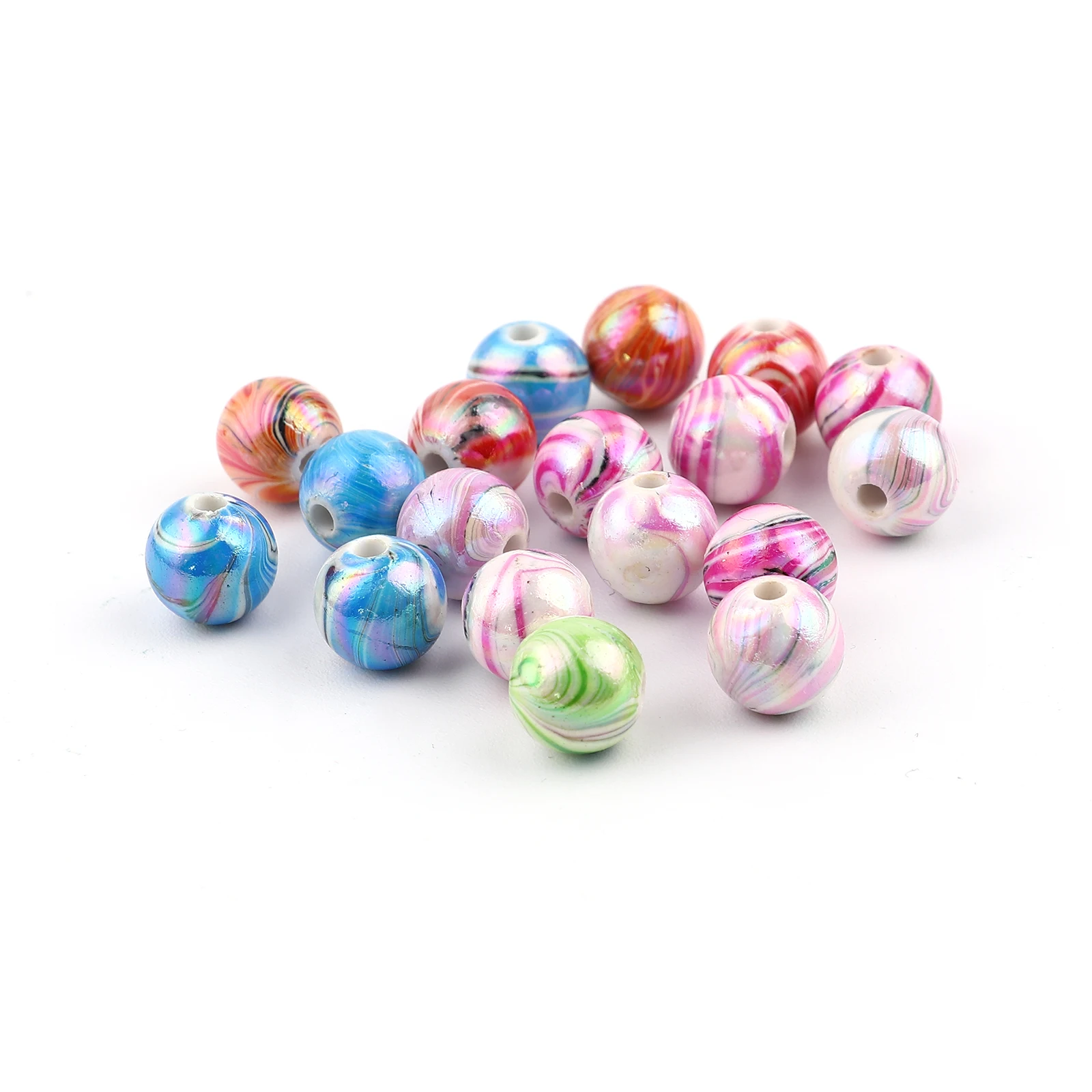 

10mm Acrylic Beads Round At Random Color Carved Pattern Platin Loose Beads DIY Making Bracelets Jewelry Findings Gifts,100PCs
