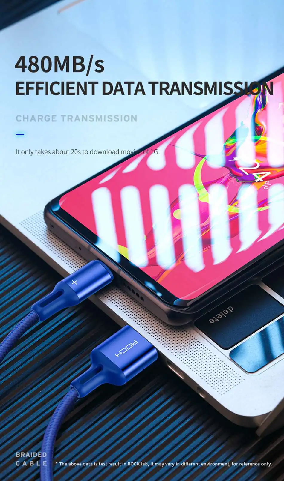 ROCK 2 м 5 м USB C кабель 5A Supercharge type C кабель для huawei p20 lite Быстрая зарядка кабель для samsung S9 8 Note