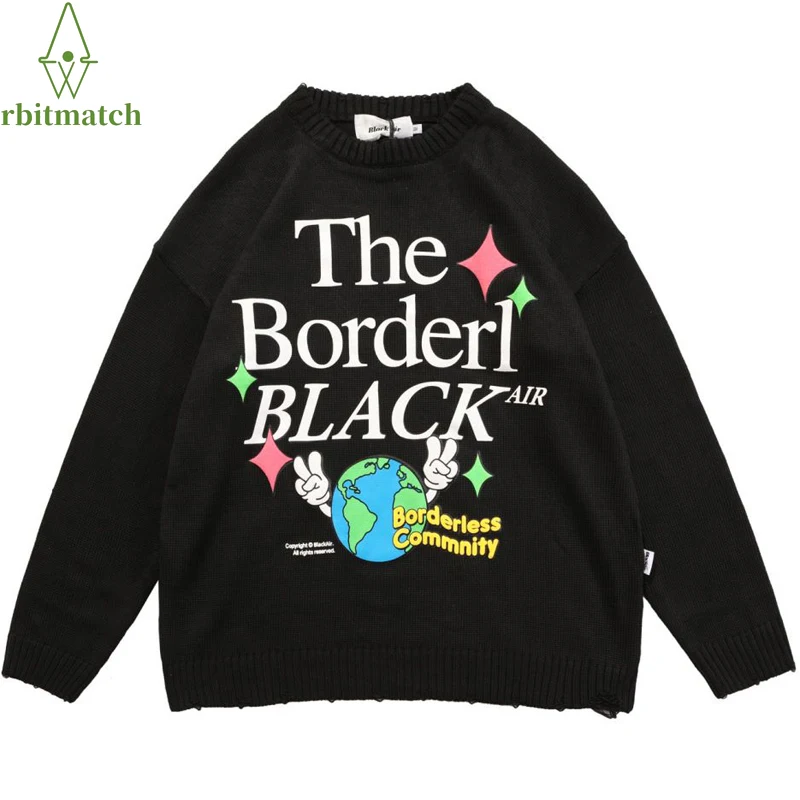 Свитер Мужской трикотажный в стиле хип-хоп с надписью Earth | Мужская одежда