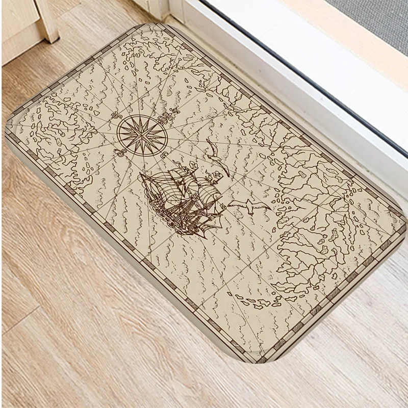 Винтажный коврик для ванной в стиле ретро с навигацией по карте кухонный ковер
