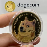 50pcsbox beautiful wow gold plated dogecoin commemorative coins cute dog pattern dog souvenir collection gifts