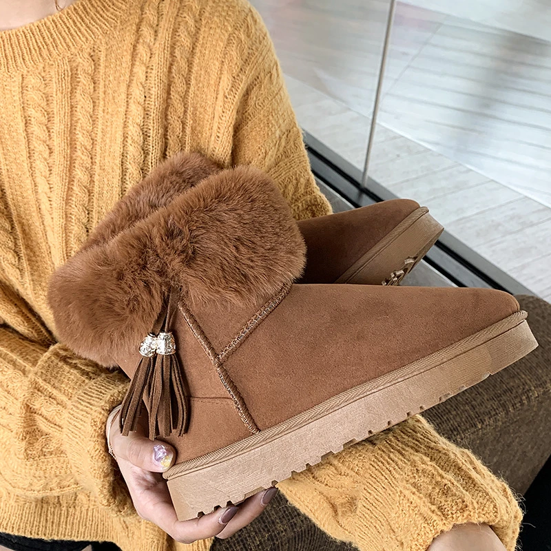 Зимние ботинки женские зимние женская зимняя обувь Теплые ботильоны Bottes Femme |