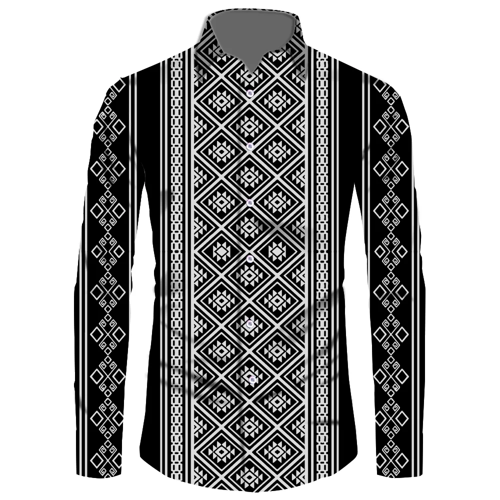 Полинезийская традиционная племенная рубашка с гавайским принтом летняя