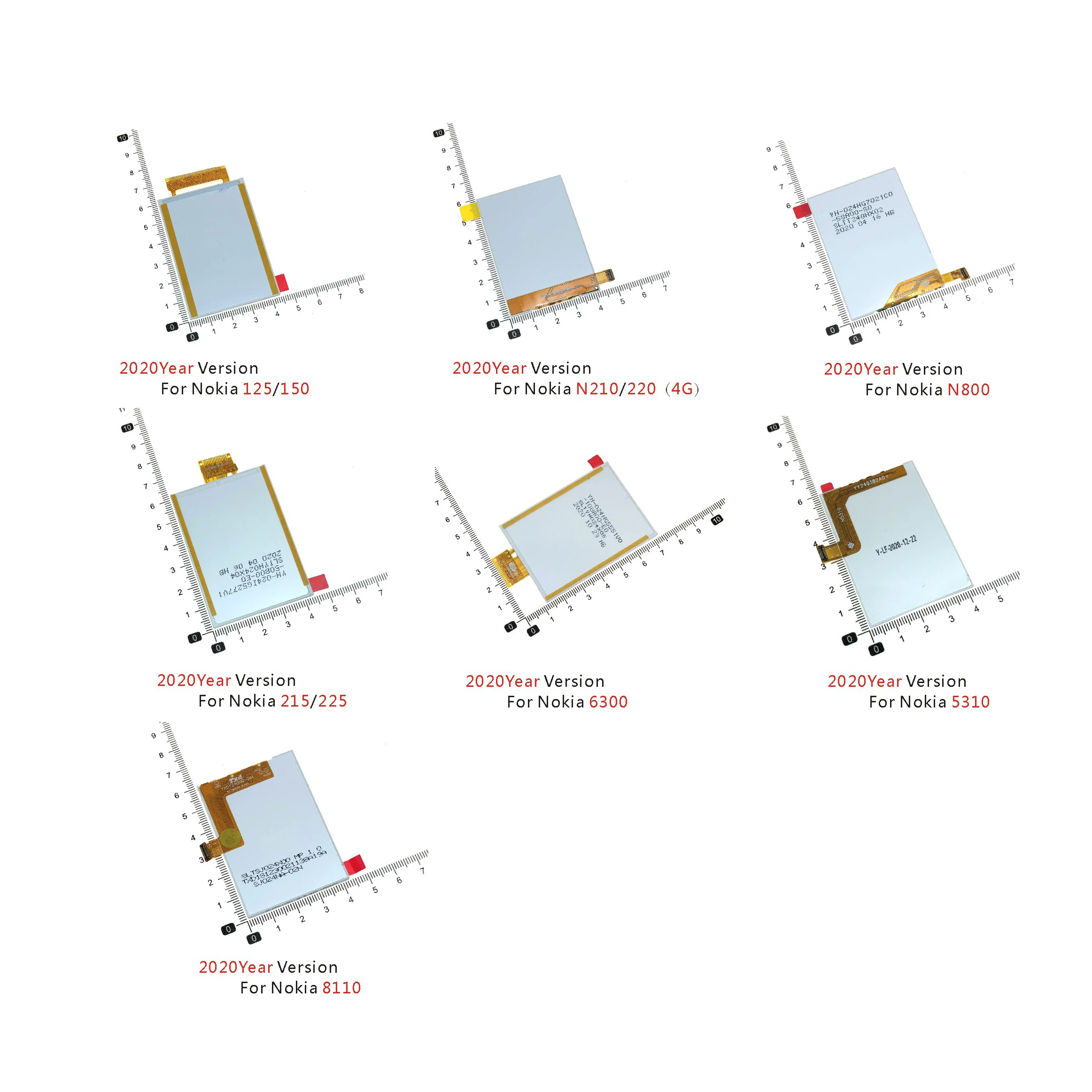 mobile phone lcd display new for nokia 2020 year version n210 220 4g 125 150 6300 225 215 n800 5310 8110 lcd screen digitizer free global shipping
