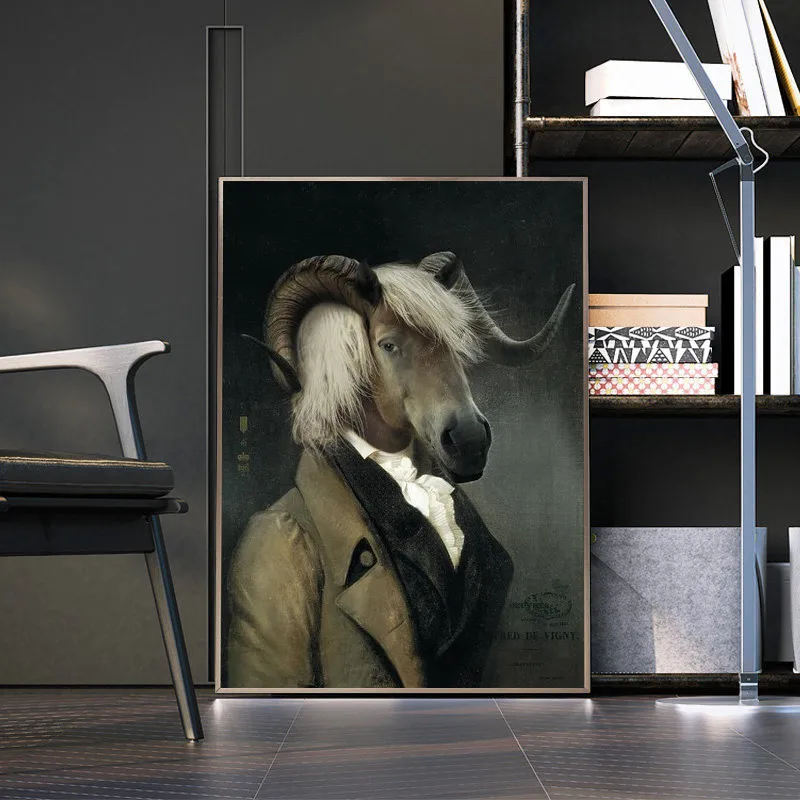 

Earl of the Goat Creative Animal Oil Painting Print On Canvas Art Postes And Prints Nordic Retro Art Pictures For Living Room