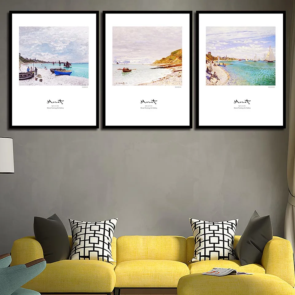 

Home Decor Painting Nordic Simple Landscape Beach Boat Beautiful Canvas Prints Poster Modern Space Art Wall