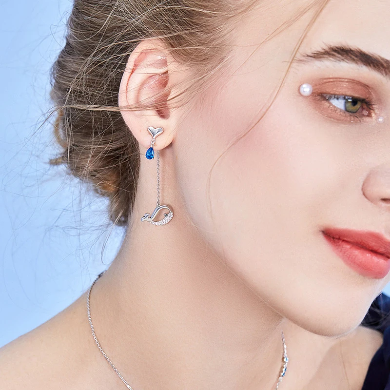 Симпатичные серьги TONGZHE в виде Кита модные ювелирные изделия оригинальные из