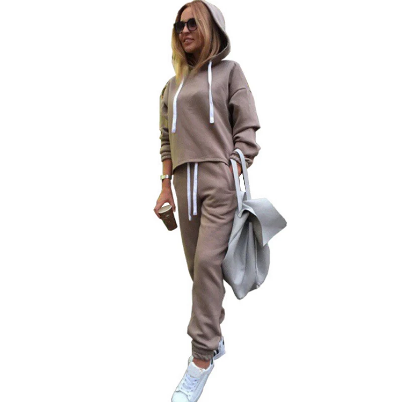 Новый Модный женский спортивный костюм с длинным рукавом толстовки и длинные