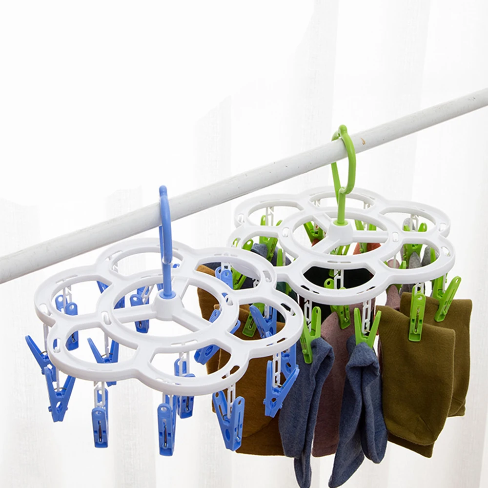 16 клип Носки для сушки одежды прищепка Многофункциональный вешалка хранения