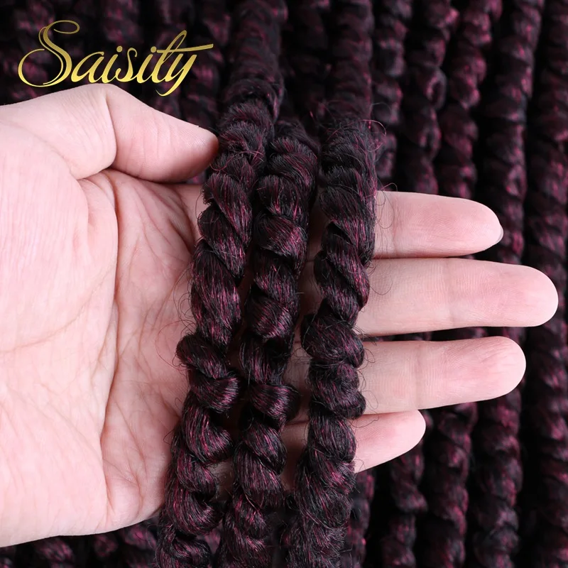 Saisity18inch Омбре бомба твист предварительно Петельчатая коса крючком плетение