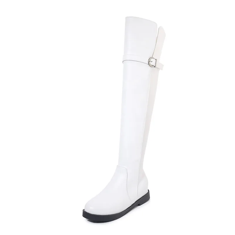 Женские ботфорты из ПУ кожи на низком каблуке | Обувь