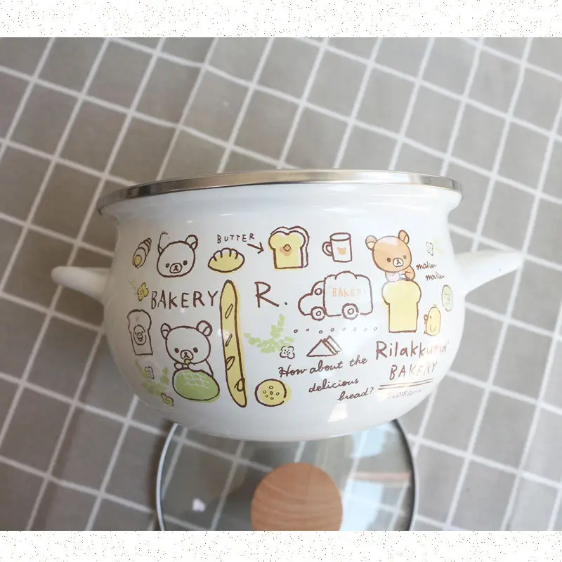 Soup Pot Enamel 16cm Small 1.5L Thick Hot Instant Noodle Cookware Set Ollas De Cocina Kitchen | Дом и сад