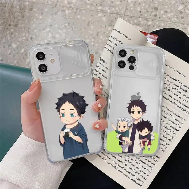 

Anime Haikyuu Hinata Attacks Phone Case transparent For iPhone 7 8 11 12 X XS XR MINI Pro Max Plus Slide Camera Lens Protect