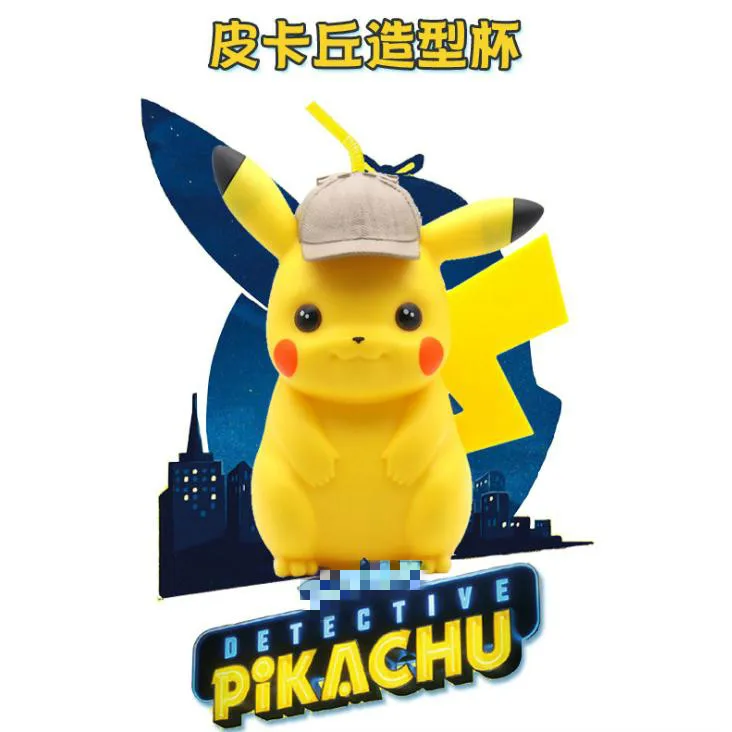 Action Pokemons Straw Cup Detective Pikachu Figurine Popcorn Bucket Toys for children Cute Water Cups Kids Birthday Gift | Игрушки и